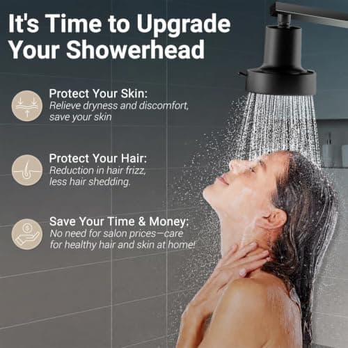 Filtered Shower head for Healthier Hair & Skin – Removes Chlorine & Heavy Metals,High Pressure 6 Mode Settings Shower Head Filter for Hard Water (Matte Balck) - Thumbnail 2