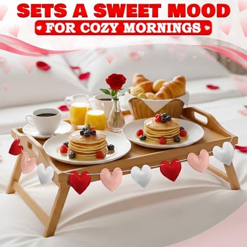 Felt Heart Garland Decorations with 3D Felt Hearts – Adjustable Spacing on 7.3 FT String for Fireplace, Wall or Shelf Styling – Heart Garland for Mantle in Pink, Red and White with 16 Sliding Hearts - Thumbnail 5