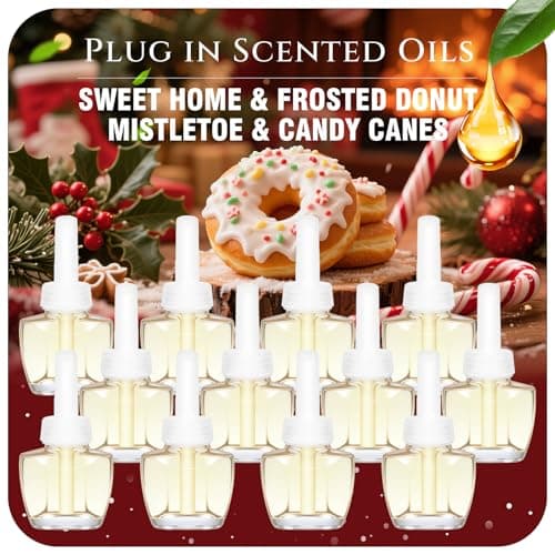 Plug In Refills Air Freshener, Sweet Home, Frosted Donut, Mistletoe, Candy Canes, for Home, 7.92 Fl Oz, 12 Count, Compatible with Air Wick & Glade, Not Include Glade Plus - Image 1