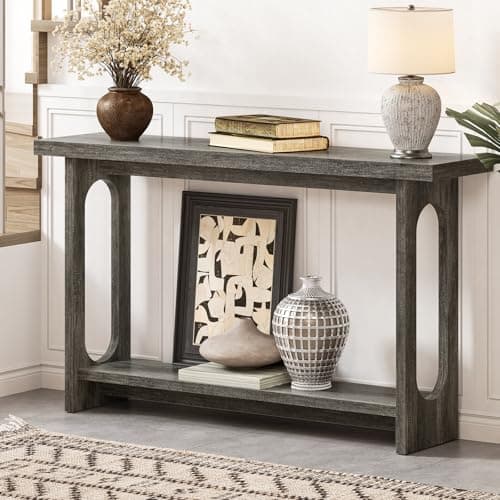 Tarnorci Entryway Console Table, 55" Wood Grey Console Table Narrow Sofa Tables with Storage Hallway Foyer Tables for Entryway, Living Room, Hallway - Thumbnail 6