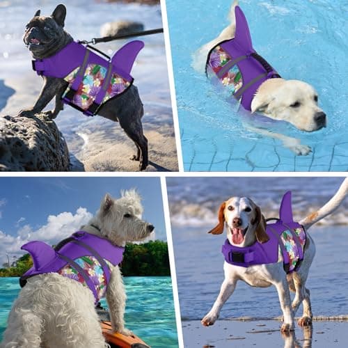 Doglay Dog Life Vest - Cute Shark Design With Superior Buoyancy and Rescue Handle, Adjustable for Boating and Swimming, Ripstop Pet Flotation Jacket for Small Medium Large Dogs - Thumbnail 2