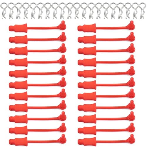 20Pcs RC Body Clips W/Pull Tabs R Pins Universal Shell Replacement Parts for 1/10 1/12 1/14 TRAXXAS ARRMA Axial Losi Redcat HPI Exceed Rc Car Crawler Truck Buggy Drone (Red) - Thumbnail 2