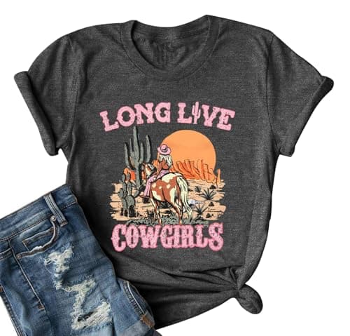 Cowgirl Western Shirts for Women Country Music Outfits Summer Vacation Short Sleeves Tops - Image 1