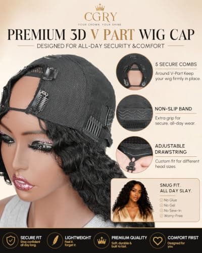 CGRY V Part Wig Human Hair Burmese Curly 18A Raw Glueless 3C/4A - Thumbnail 4