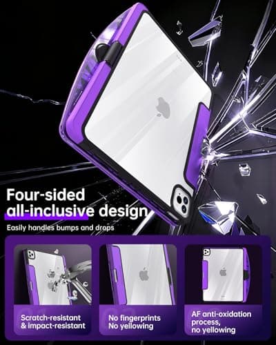 Clear Keyboard Case for iPad Air 13 Inch (M4/M3/M2, 2026/2025/2024) & iPad Pro 12.9 Inch (6th/5th/4th/3rd Gen), 7-Color Backlit Keyboard with Touchpad, 360° Rotating Stand, Pencil Holder, Purple - Thumbnail 5