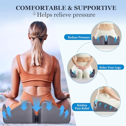 Seat Cushion for Relief Sciatica - Memory Foam Cushion for Office Chair, Hip & Coccyx Pain Relief for Long Sitting,2025 Upgraded Large Seat Pillow for Soft Support,for Game Chair/Wheelchair - Thumbnail 4