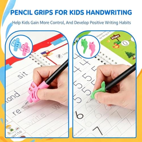 Magic Grooved Handwriting Practice Books for Kids Ages 3-5, Reusable Tracing Book, Preschool Learning Activity, Motor Skills Writing Workbook with Pencil Grips & Magic Ink Pens - Thumbnail 3
