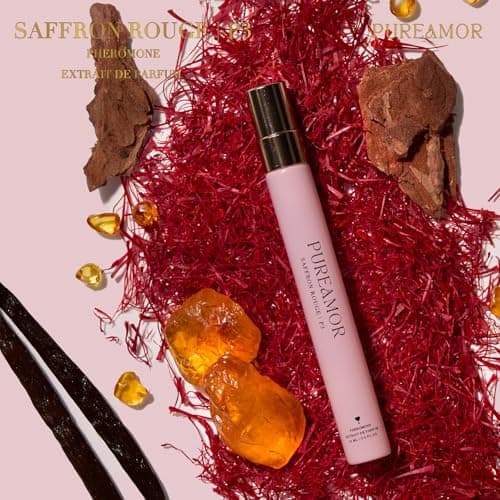 PUREAMOR Pheromone Perfume for Women, Saffron Rouge Extrait de Parfum – Warm Spicy Scent with Saffron, Amber & Cedarwood, Long Lasting Fragrance, 0.4 oz / 12 ml Travel Size - Thumbnail 4