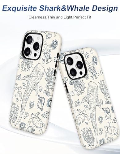 Aitipy Magnetic Shark Summer Phone Case for iPhone 13 Pro, Compatible with MagSafe, Cute Aesthetic Green Whale Soft TPU and Hard PC Shockproof Protective Phone Cover for Women Girls - Thumbnail 3