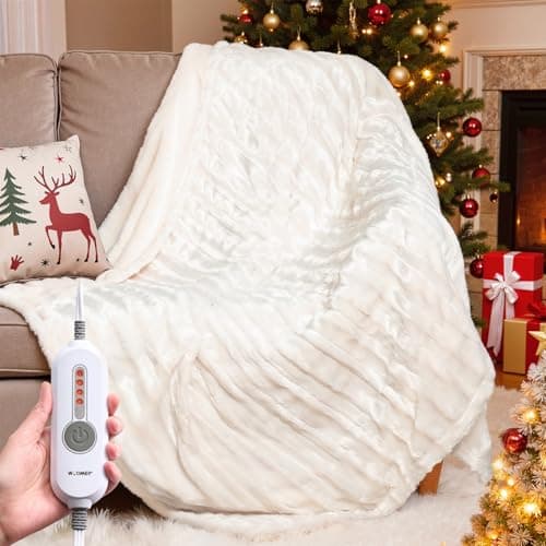 WOOMER Electric Heated Throw Blanket, Soft Faux Fur Fast Heating Blanket, 4 Heating Levels & 4 Hours Auto Off (50"x 60"), Machine Washable, Over-Heat Protection, ETL Certification - Image 1
