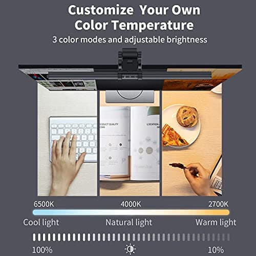 Colorpanda Monitor Light Bar, Fit for Curved/Flat Monitor, Eye-Care USB Reading LED Task Lamp with Touch Control, No Screen Glare Dimmable Desk Lamp Computer Monitor Light Bar for Screen Home Office - Thumbnail 3
