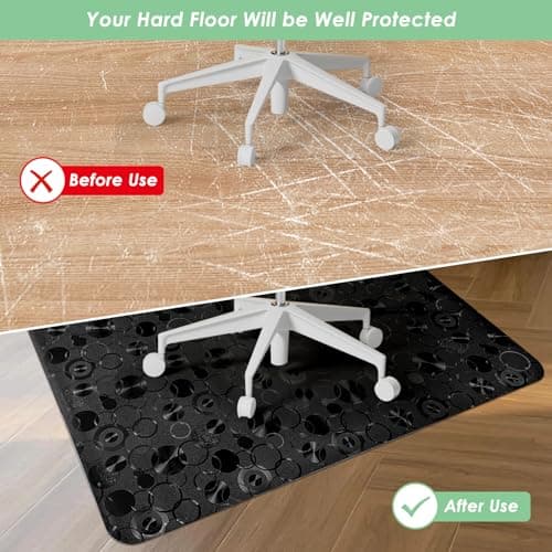 Vicwe Office Chair Mat for Hardwood Floor,51" x 63" Large Office Chair Mats, Anti-Slip Computer Chair Mat for Gaming Rolling Chair, Desk Chair Mat for Home, Office (Black) - Thumbnail 2