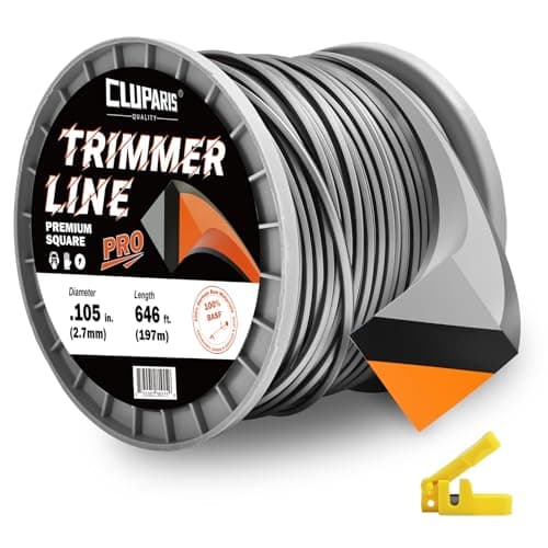 Cluparis .105-Inch Heavy Duty Trimmer Line, 3lb 646ft Professional Square Weed Eater String, 3-Component Tri-Extrusion for Extra Durability, Fits Echo Husqvarna Ryobi, with Super Line Cutter - Image 1