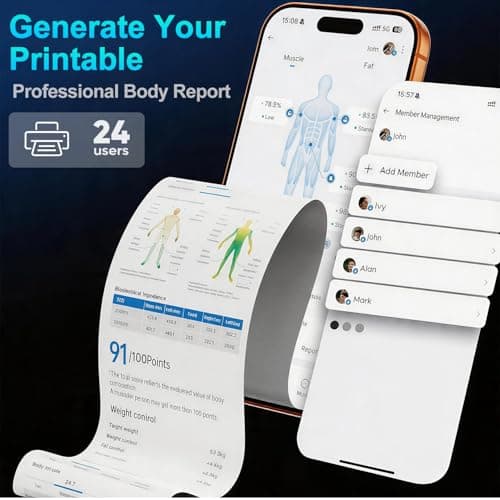 PGID Body Pod Scale, Smart Scale for Body Weight,8-Electrode Digital Bathroom Scale for Fat BMI Muscle Mass Bia Full Body Composition Analyzer 28 Measurements Accurate Weighing Machine 400lb - Thumbnail 6