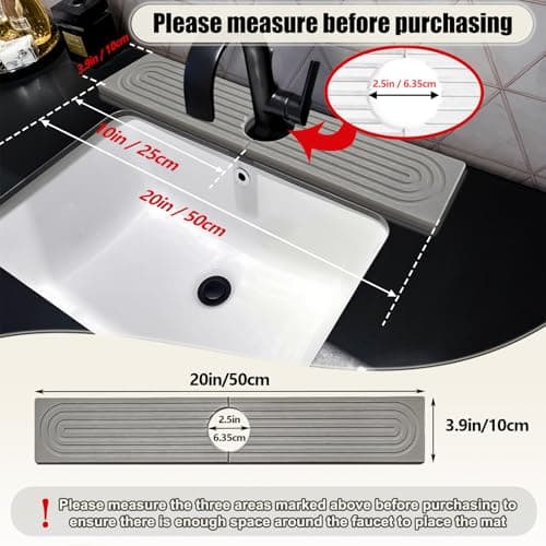 Faucet Mat For Kitchen Sink, 20" Diatomite Absorbent Faucet Mat, Sink Stone Quick Dry Around Faucet, Super Absorbent, Sink Splash Guard For Kitchen Counter (Light Gray) - Thumbnail 2