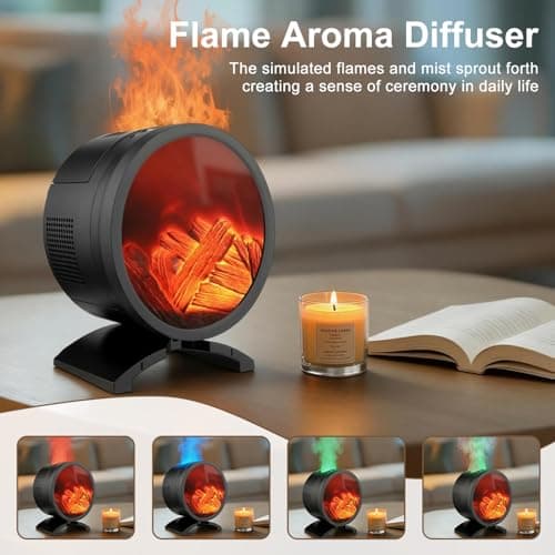 Fireplace Flame Oil Diffuser with Speaker & 260mL Fire Oil Diffuser,Essential Oil Diffuser 5 Color Fire Aroma Diffuser Aromatherapy Aroma Diffuser, Ultrasonic Mist with Timer & Auto Shut-Off - Thumbnail 3