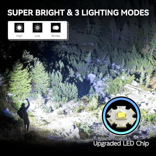 WdtPro Rechargeable Flashlights High Lumens, 1 Pack 10H Long Lasting Super Bright EDC Flashlights, LED Mini Tactical Flash Lights for Camping Emergency, Drop & Water Resistant (Battery Included) - Thumbnail 3