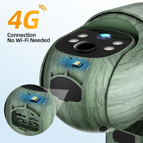 CEYOMUR 4G LTE Solar Trail Camera, PTZ Cellular Trail Camera with 8400mAh Battery, 360° Full View, HD Color Night Vision, Motion Activated IP66 Waterproof, No WiFi Needed - Thumbnail 2