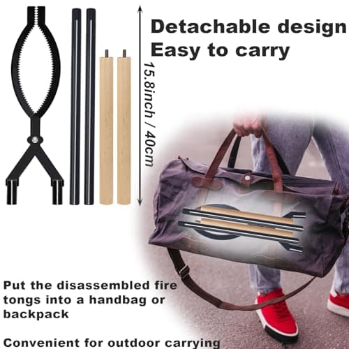 Heavy Duty Firewood Tongs – 42" Large Fireplace Tongs Log Grabber with Scissor Shape Serrated, Portable Expandable Fire Pit Tongs for Outdoor Fire Pit, Indoor Fireplaces, Campfires, Bonfires - Thumbnail 5