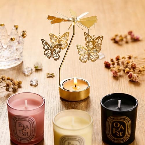 Spinning Candle Holder, Rotating Carousel Tealight Candle Holder, Unique Birthday Gift for Women, Mom, Sister, Friends, Christmas, Valentine's Day (Butterfly) - Thumbnail 4