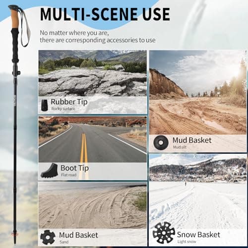 ISTATSO Portable Foldable Hiking Poles, 7075 Aluminum Adjustable Walking Sticks with Quick - Lock, Ideal for Hiking, Camping, and Mountain Trips 2pc Trekking Poles - Thumbnail 5