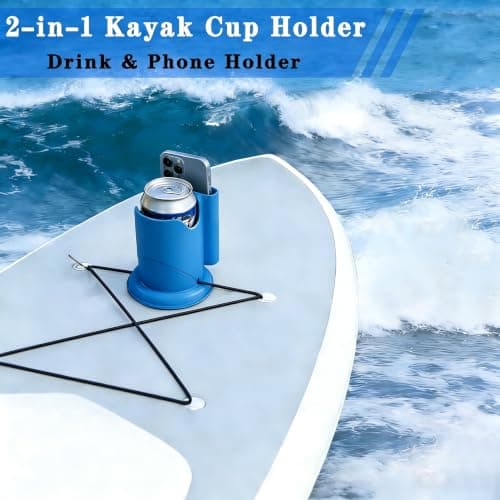 WEZKYLCG Upgraded Kayak Cup Holder, Paddle Board Drink Holder, 2-in-1 Drink & Phone Holders, Kayak Accessories for SUPs, Canoes, Surfboards, Cups or Water Bottles/Cans(Blue) - Thumbnail 3