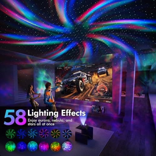 Rossetta Dual Lens Galaxy Projector, Star Projector for Bedroom with 58 Light Effects, Night Light Projector with White Noise & Bluetooth Speaker, Remote Timer, Room Decor Gift for Kids Adults Teens - Thumbnail 4
