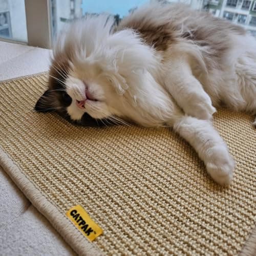 Sisal Cat Scratcher Mat, 17.2" Square Pad Floor & Wall Pad with Tapes - Thumbnail 3