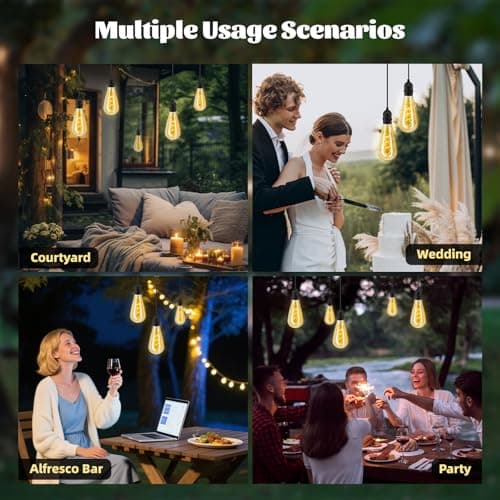 Solar Hanging Lantern Outdoor 2 Pack – Amber Glass Edison Bulb, Waterproof Hanging Solar Lights, Auto On/Off Warm White Decorative Lanterns for Patio, Garden, Yard, Porch, Tree - Thumbnail 4