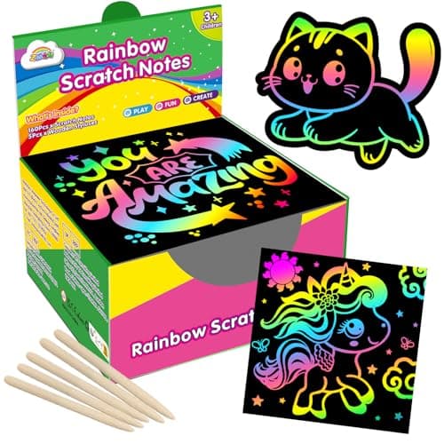ZMLM 165 Pcs Rainbow Scratch Paper Art Notes - Crafts for Kids Ages 4-8, Classroom Prizes, 1st 2nd 3rd Grade School Activity Bulk, End of Year Student Gifts from Teacher - Image 1