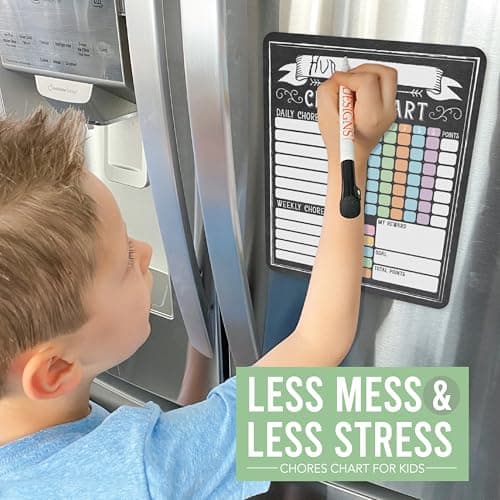 Hadley Designs Magnetic Chore Chart for Kids Multiple Kids – Dry Erase Chores Chart for Adults and Teens, Responsibility Task List for Family, Fridge Task Board Tracker at Home, Chalkboard Chore Board - Thumbnail 6