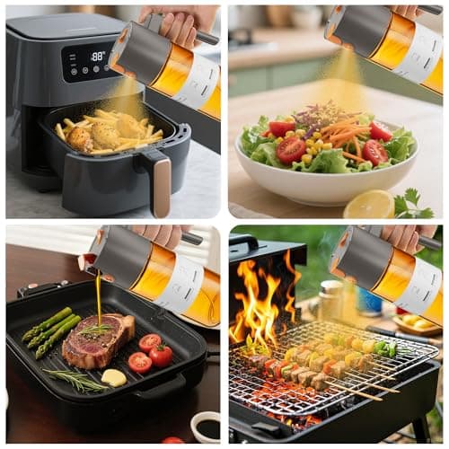 LUKUMIQI 2 in 1 Oil Sprayer for Cooking, 17oz Light-Blocking Glass Spray Bottle with Stickers, Oil Dispenser for Salad, Air Fryer & BBQ - Thumbnail 6