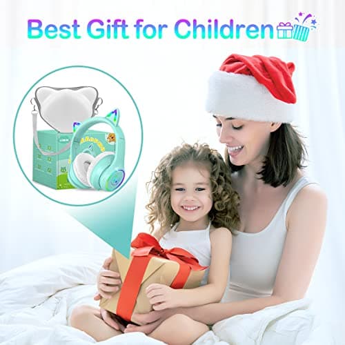 LOBKIN Bluetooth 5.4 Kids Headphones with Case - RGB LED Light Up Cat Ears Foldable Adjustable Over Ear Headphone Support Wireless or 3.5mm Wired Mode for Toddler & Girls & Boys Teens - Thumbnail 6