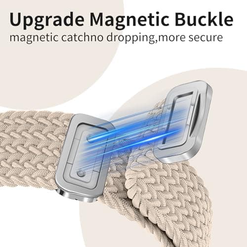 Chinber Braided Band Compatible with Apple Watch Bands 40mm 38mm 41mm 42mm 44mm 45mm 46mm 49mm, Magnetic Clasp Fabric Nylon Interlock Buckle Straps for iWatch Ultra Series 10/9/8/7/6/5/4/3/2/1/SE - Thumbnail 4