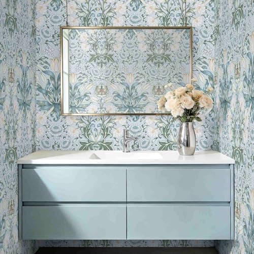LXCREAT Blue Floral Wallpaper Peel and Stick Vintage Tulip Contact Paper Boho Wall Paper Flower Textured Removable Vinyl Self Adhesive Waterproof for Bedroom Renter Friendly Decor 17.5 in X 393.7in - Thumbnail 4