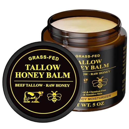 Henjaca Beef Tallow for Skin, Tallow and Honey Balm, 5 oz Organic Grass-Fed Whipped Beef Tallow Cream, Deep Moisturizing Facial & Body Balm, 100% Natural Face Moisturizer for All Skin Types - Image 1