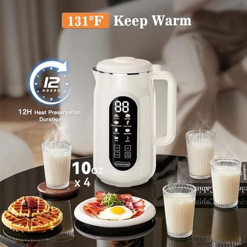 10 in 1 Nut Milk Maker Machine, 42oz IMD Screen Almond Milk Maker, Soy Milk Maker with Self-Cleaning, Delay Start, Keep Warm, Boil Water, Automatic Plant-Based Milk Blender for Soybean, Oat, Coconut - Thumbnail 5