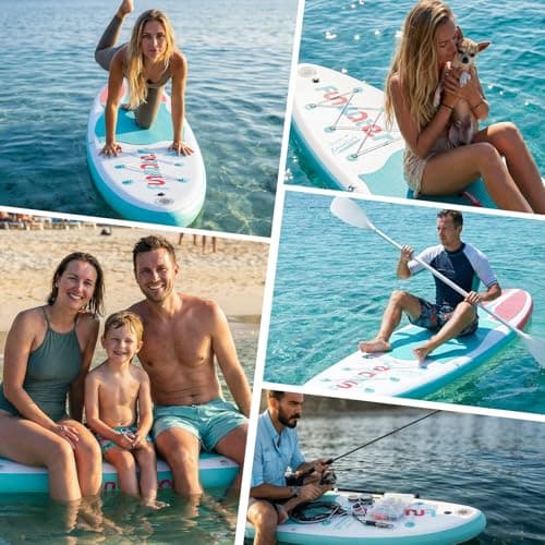 FunWater Inflatable Stand Up Paddle Board 10'6"/11"/11'6" Paddle Board for Adults & Youth, Paddleboards Inflatable with Premium SUP Accessories, Wide Stable, Non-Slip Comfort Deck (White/Blue/Pink) - Thumbnail 6