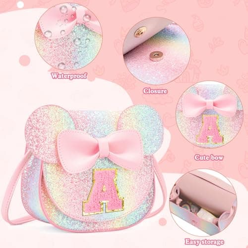 OYLOLA Birthday Gifts for 2 3 4 5 6 7 8 Year old Girls 3 Year Old Girl Gifts Initial Toddler Purse Girls Purse Kids Purses Toddler Girl Gift Colored A - Thumbnail 3
