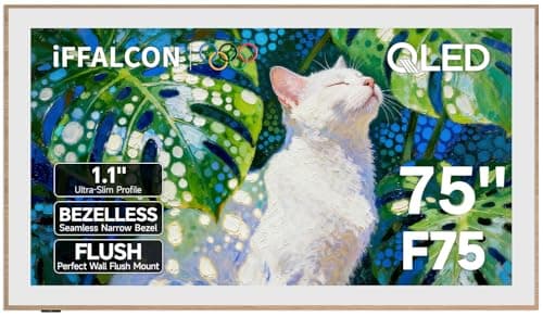 iFFALCON 75-Inch Class QLED 4K F75 Smart TV, Ultra-Slim 1.1'' Floating Picture Frame TV, Seamless Wall-Mount Installation | Dolby Vision IQ, 144Hz, Google TV, Alexa(Add TV & Frame to Cart Together) - Image 1