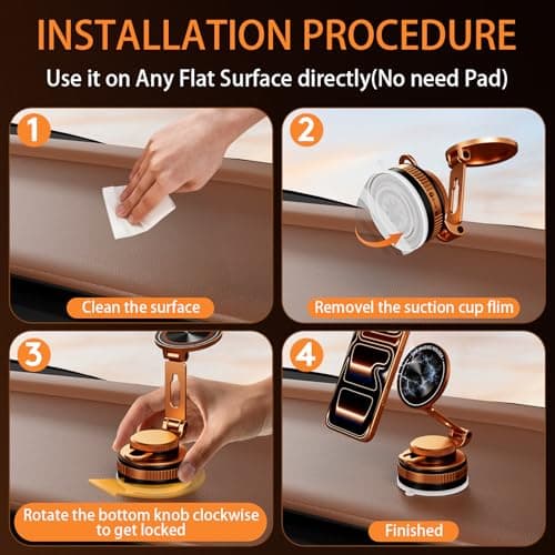 Upgraded Vacuum Magnetic Phone Holder for Car, Nano Gel Suction Cup Phone Mount for MagSafe, 108LBS Strong Suction & 3000GF Magnet, Adjustable Zinc Alloy Arm Car Mount for iPhone 17/16/15Pro Max - Thumbnail 6