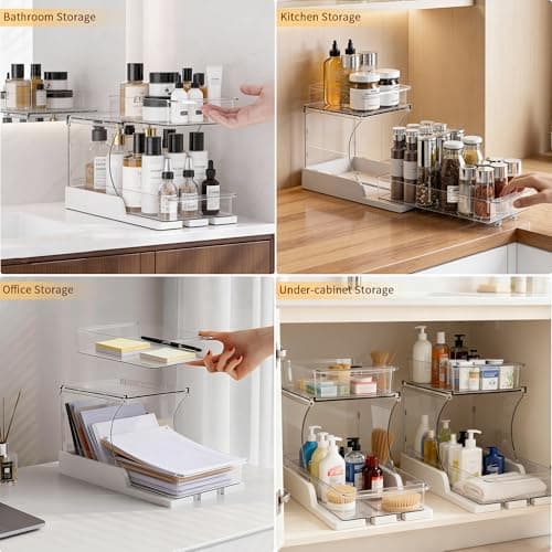 Attelite Makeup Organizer 2-Tier Makeup Storage Cosmetics Organizer with 180° Rotating Design Sturdy durable Versatile Perfume Vanity Organizer for Countertops, Bathrooms, Office Supplies,and Dressers - Thumbnail 6