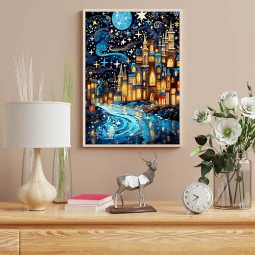 Lophomie Diamond Art Kits for Adults, 5D DIY Starry Night Diamond Painting Kits for Adults Beginners, Diamond Dots Kits Gem Arts Crafts for Home Wall Decor 12x16 Inch - Thumbnail 3