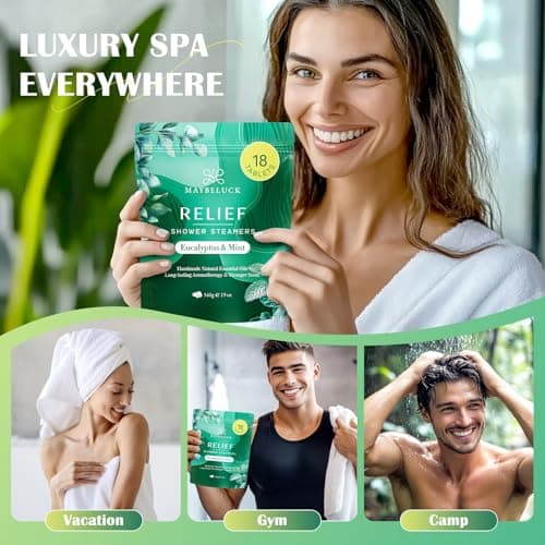 Maybeluck Shower Steamers Aromatherapy 18 Pack – Mothers Day Gifts, Eucalyptus for Shower, Aromatherapy Birthday Gifts for Women & Men, Stress Relief & Relaxation Self Care – Eucalyptus & Mint - Thumbnail 6