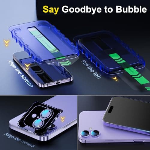 YWXTW 2 Pack for iPhone 17 Matte Screen Protector 6.3 Inch + 1 Set Camera Lens Protector, [1S Pull-Out] Anti Glare Anti Fingerprint 17 Glass Screen Protector, Bubble Free, Smooth as Silk - Thumbnail 3