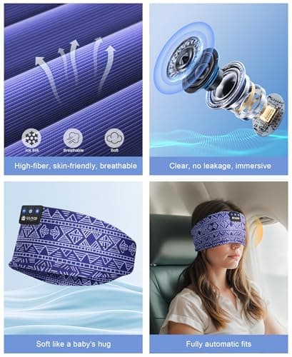 LOVE EYE Sleep Headphones Wireless Headband Headphones Bluetooth 5.4 for Side Sleeper Bluetooth Headband Earphones for Sports for tech Gadgets Gifts - Thumbnail 5