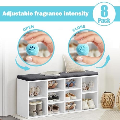 SCENTORINI Shoe Deodorizer Balls, 8 Pack Baby Powder Scent Sneaker Deodorizer Balls, Odor Eliminator for Smell Shoes Boots, Long Lasting Shoe Freshener for Gym Bags, Drawers and Small Spaces - Thumbnail 4