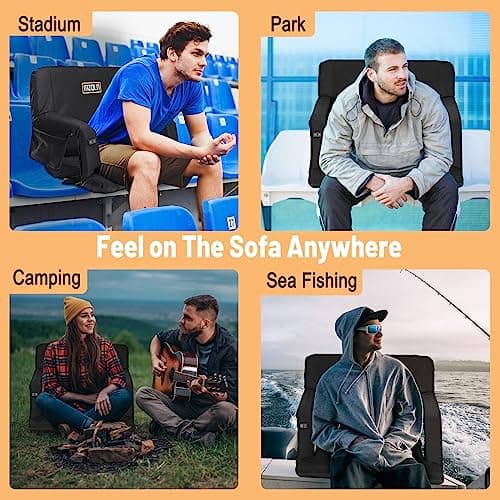 MZQLN Heated Massage Stadium Seats Pack of 2, 25 Inche Folding Bleacher Chair with 10000mAh Portable Power*2, 3 Levels of Heat&Massage, 6 Reclining Positions for Camping, Sports - Thumbnail 4