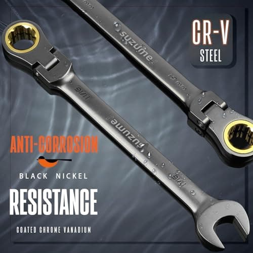 SUZUME 24-Piece Metric and SAE Flex Head Ratcheting Wrench Set 72 Teeth Cr-V Steel Ratcheting Wrench Set with 180° Flex Head Ratchet Wrenches Set For Auto,Machine Repair - Thumbnail 5