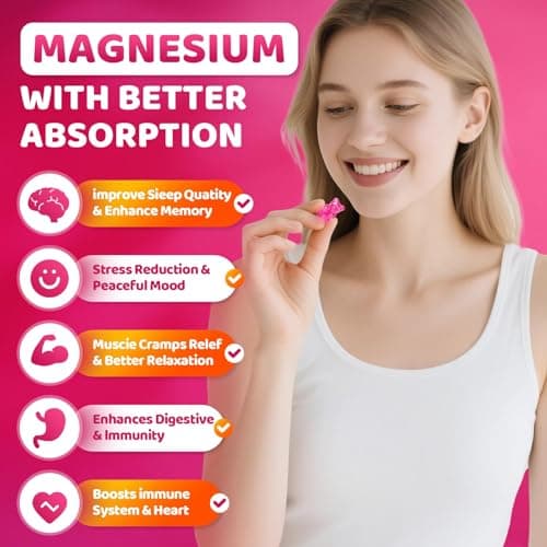 Magnesium glycinate 400mg Gummies ，High Absorption Magnesium Glycinate- Sugar Free Vegan Gummies for Adults with Vitamin D3, Zinc - Sleep, Stress ，Bone & Memory Support - 60 Count Raspberry - Thumbnail 5